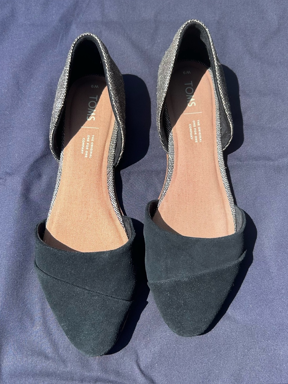 Toms Black Suede D'Orsay Flats